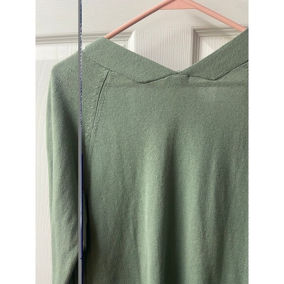 Talbots Open Front Cardigan Sweater Small Petites Green Long Sleeved Classic - Picture 3 of 8